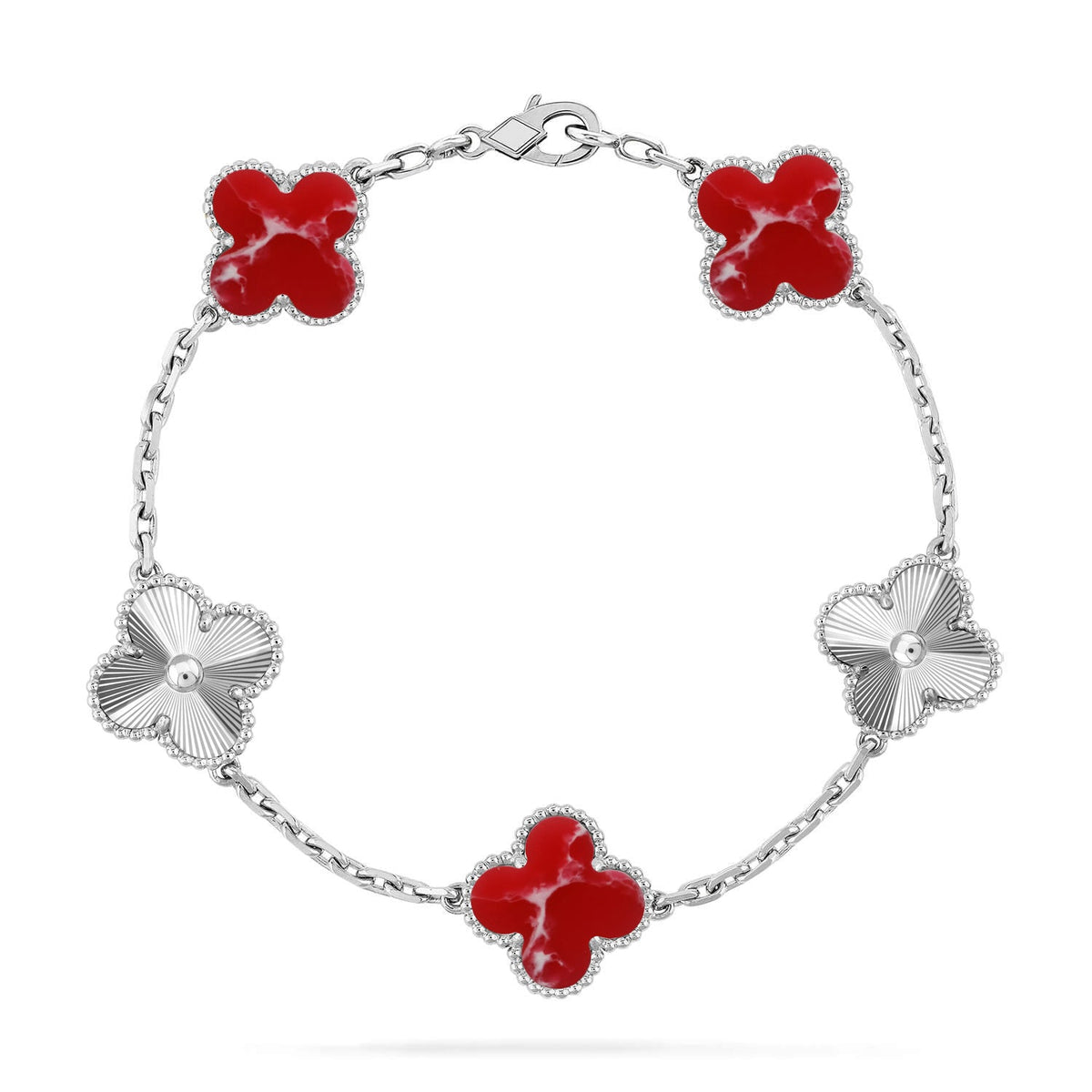 [⭐Aura]CLOVER 5 MOTIF RED PATTERN BRACELET COLLECTION