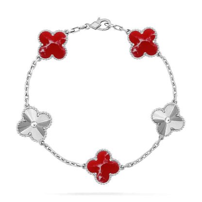 [⭐Aura]CLOVER 5 MOTIF RED PATTERN BRACELET COLLECTION