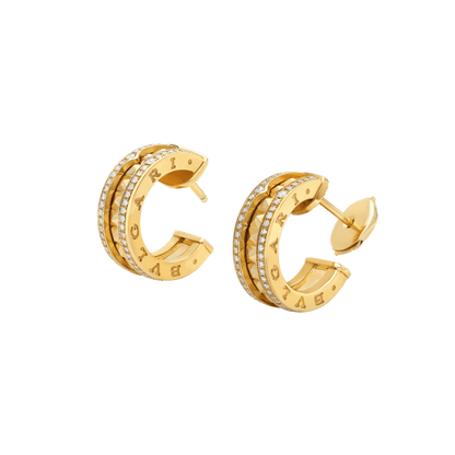 [⭐Aura]ZERO 1 ROCK GOLD EARRINGS WITH STUDDED SPIRAL AND PAVED DIAMONDS
