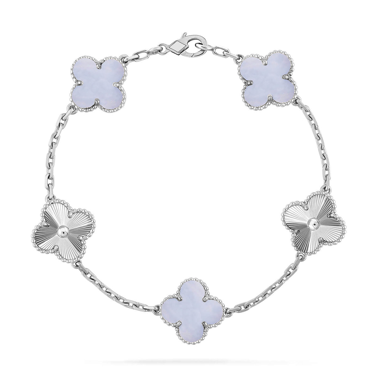 [⭐Aura] CLOVER 5 MOTIF PURPLE CHALCEDONY BRACELET COLLECTION