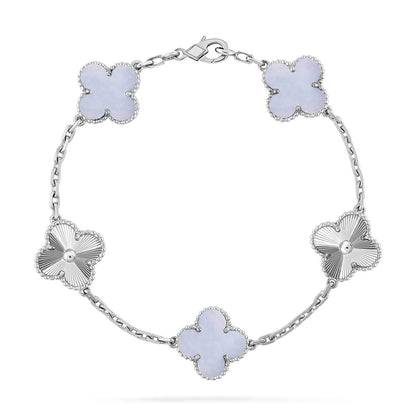 [⭐Aura] CLOVER 5 MOTIF PURPLE CHALCEDONY BRACELET COLLECTION