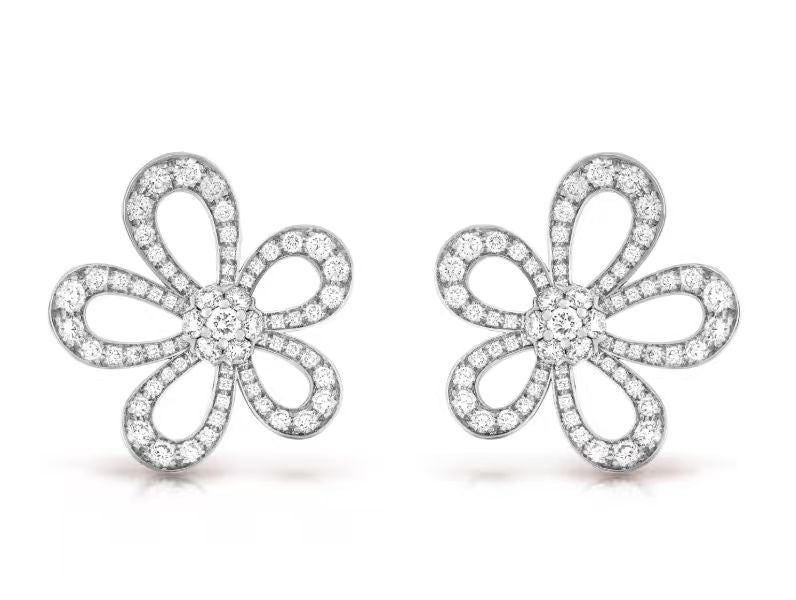 [⭐Aura]FLOWERLACE EARRINGS FULL DIAMONDS