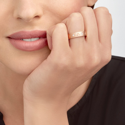 [⭐Aura]ZERO 1 ESSENTIAL PINK GOLD BAND WITH DIAMONDS RING