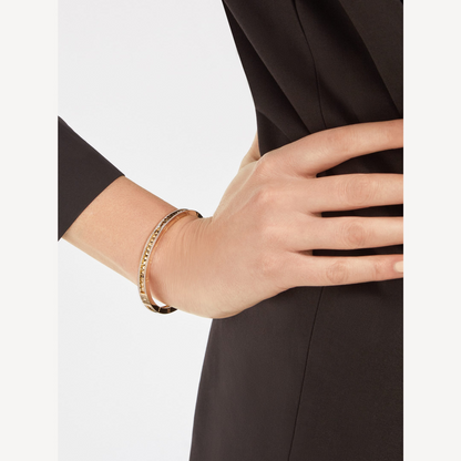 [⭐Aura]ZERO 1 SPIRAL AND PAVED DIAMOND GOLD BRACELET