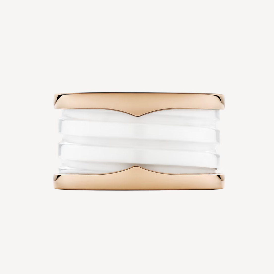 [⭐Aura]ZERO 1 FOUR-BAND LOOPS AND WHITE CERAMIC SPIRAL PINK GOLD RING