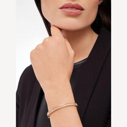 [⭐Aura]ZERO 1 SPIRAL AND PAVED DIAMOND PINK GOLD BRACELET