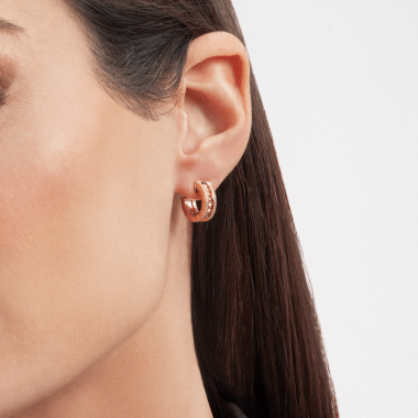 [⭐Aura]ZERO 1 ROCK GOLD EARRINGS WITH STUDDED SPIRAL AND PAVED DIAMONDS