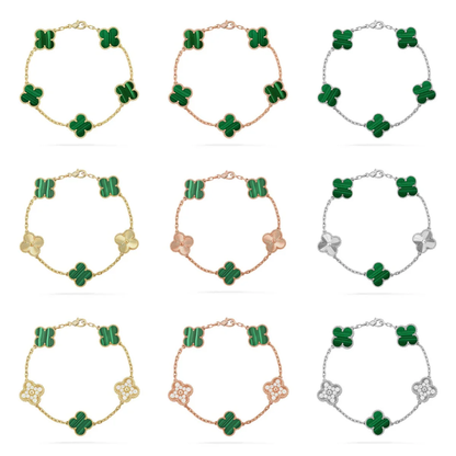 [⭐Aura] CLOVER 5 MOTIF MALACHITE BRACELET COLLECTION