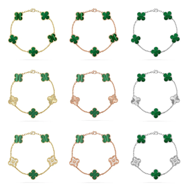 [⭐Aura] CLOVER 5 MOTIF MALACHITE BRACELET COLLECTION
