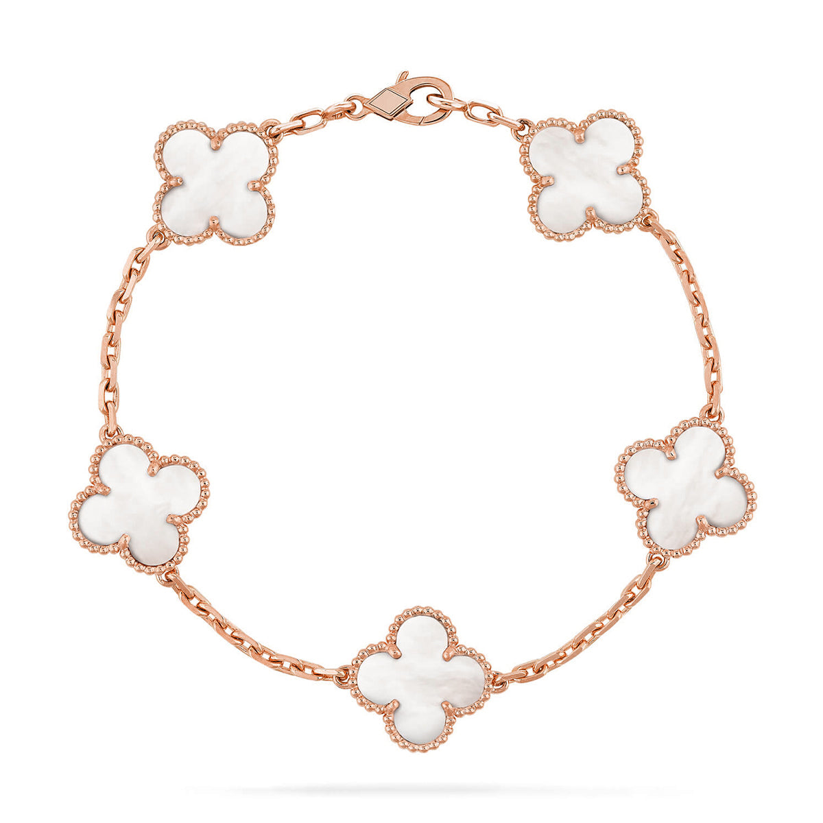 [⭐Aura]CLOVER WHITE PEARL MOP 5 MOTIF BRACELET COLLECTION