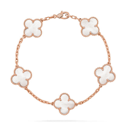 [⭐Aura]CLOVER WHITE PEARL MOP 5 MOTIF BRACELET COLLECTION