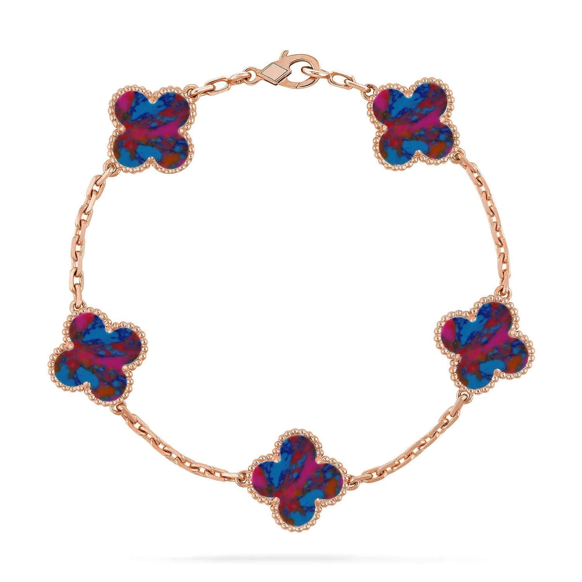 [⭐Aura]CLOVER 5 MOTIF COLOR GEMSTONES BRACELET COLLECTION