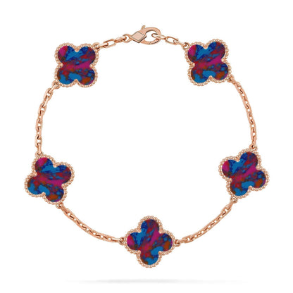 [⭐Aura]CLOVER 5 MOTIF COLOR GEMSTONES BRACELET COLLECTION