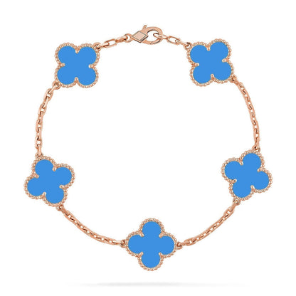 [⭐Aura] CLOVER 5 MOTIF BLUE AGATE BRACELET COLLECTION