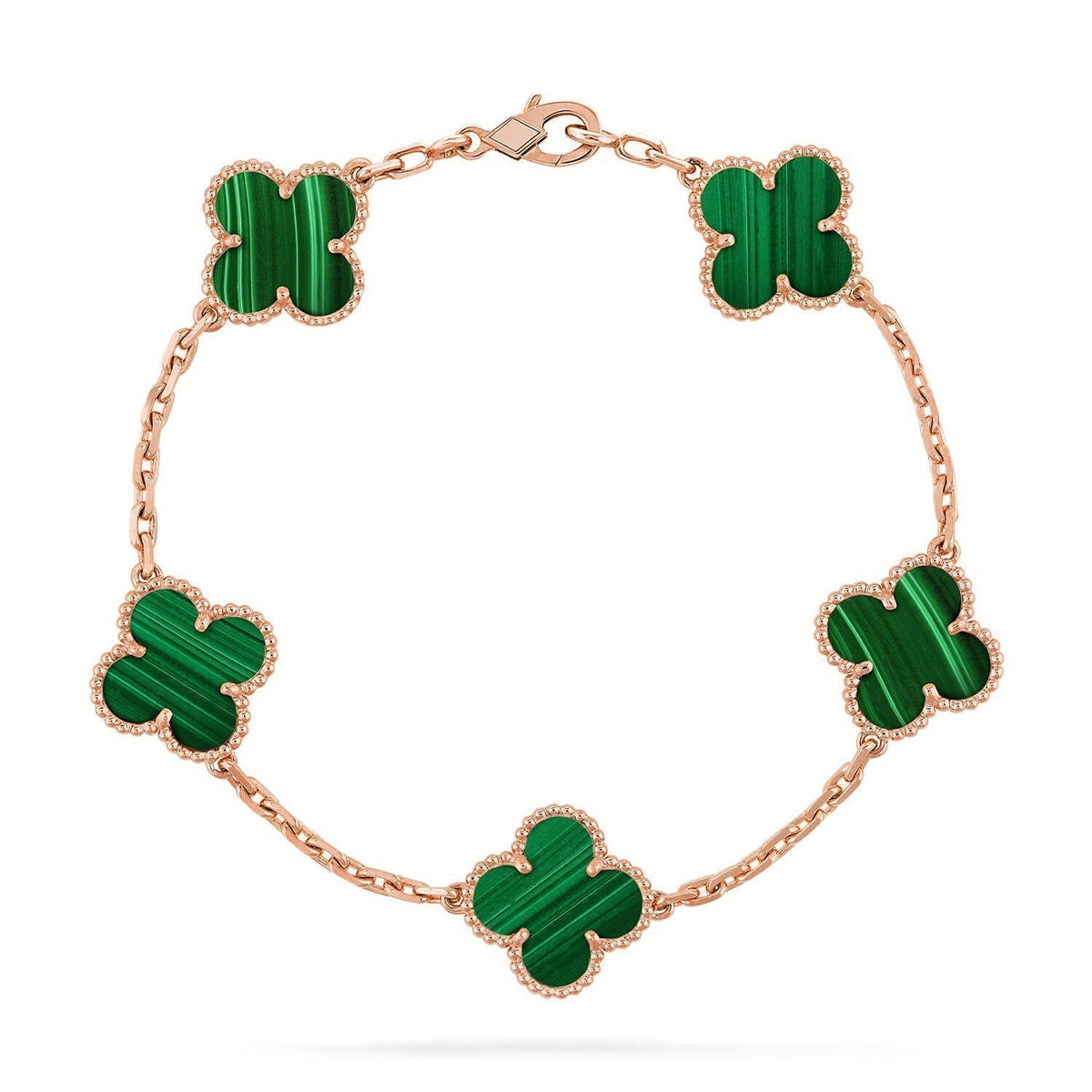 [⭐Aura] CLOVER 5 MOTIF MALACHITE BRACELET COLLECTION