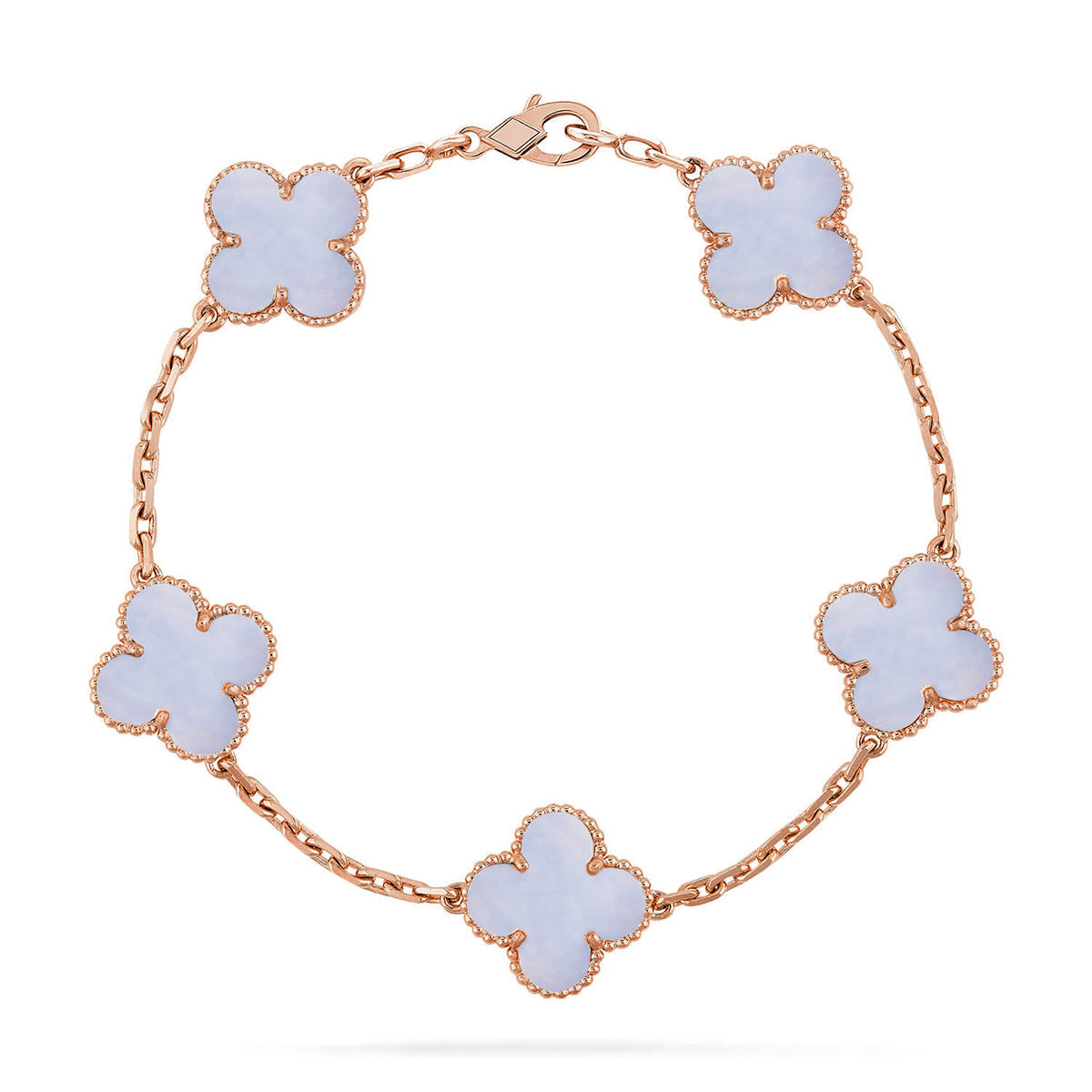 [⭐Aura] CLOVER 5 MOTIF PURPLE CHALCEDONY BRACELET COLLECTION