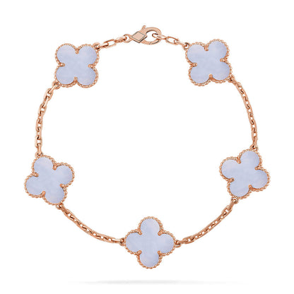 [⭐Aura] CLOVER 5 MOTIF PURPLE CHALCEDONY BRACELET COLLECTION
