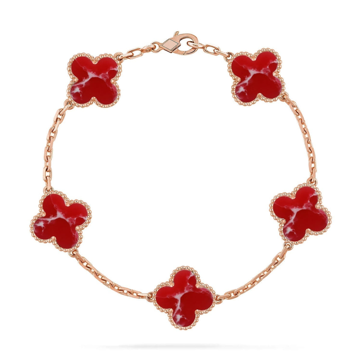 [⭐Aura]CLOVER 5 MOTIF RED PATTERN BRACELET COLLECTION