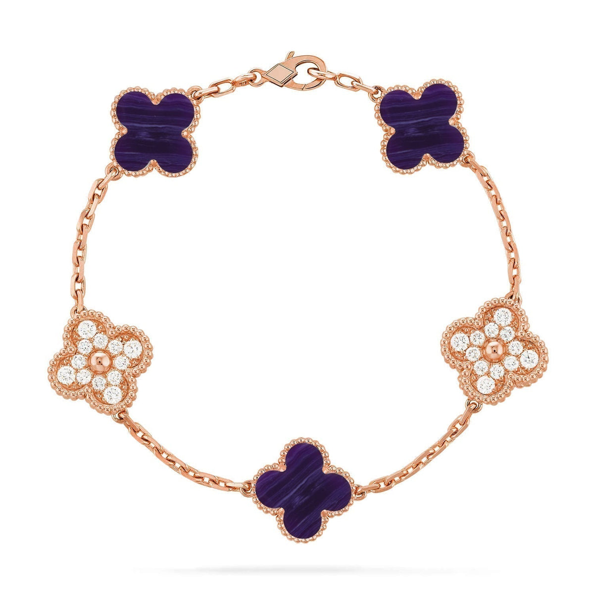 [⭐Aura]CLOVER 5 MOTIF PURPLE STRIPES BRACELET COLLECTION
