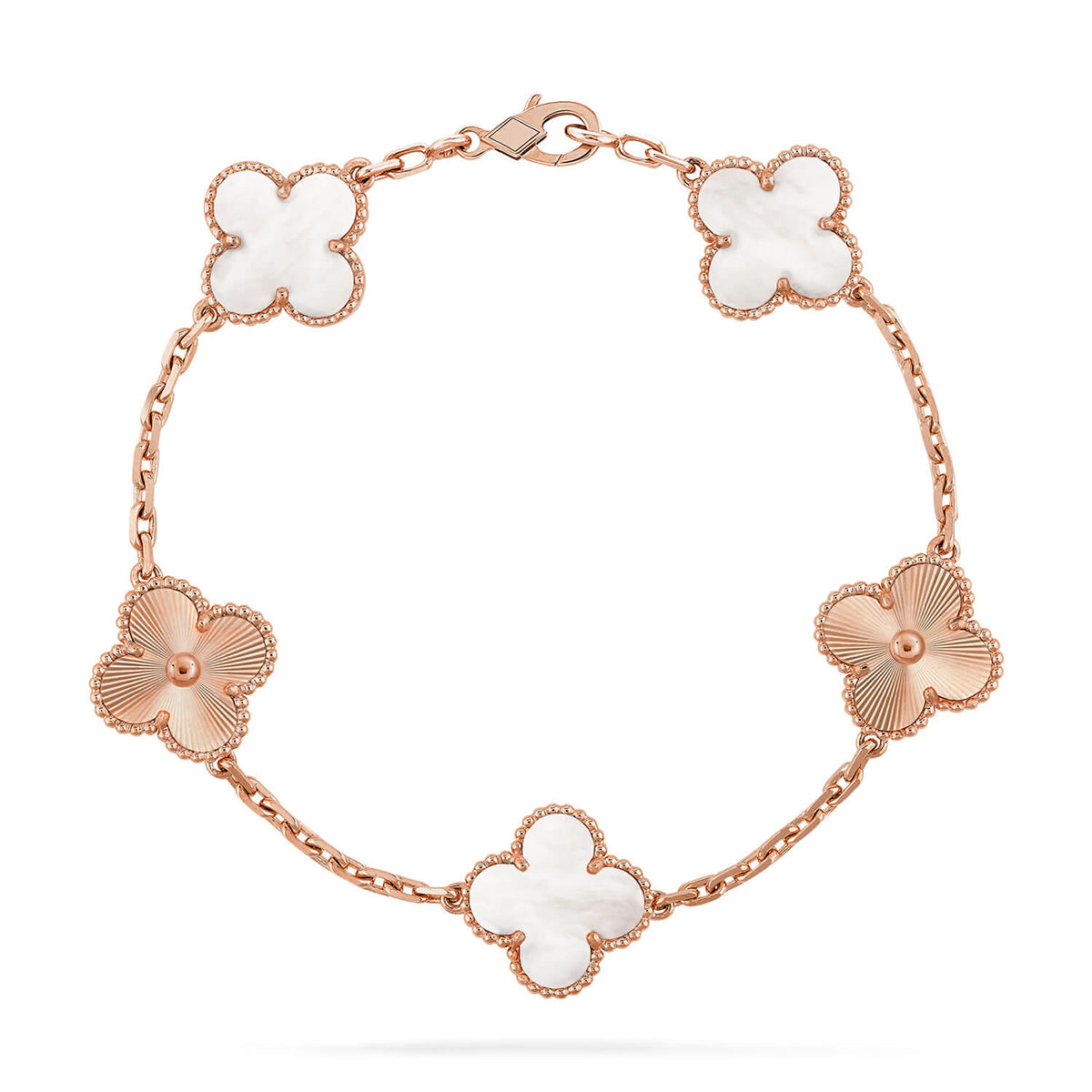 [⭐Aura]CLOVER WHITE PEARL MOP 5 MOTIF BRACELET COLLECTION