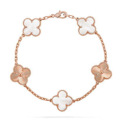 [⭐Aura]CLOVER WHITE PEARL MOP 5 MOTIF BRACELET COLLECTION