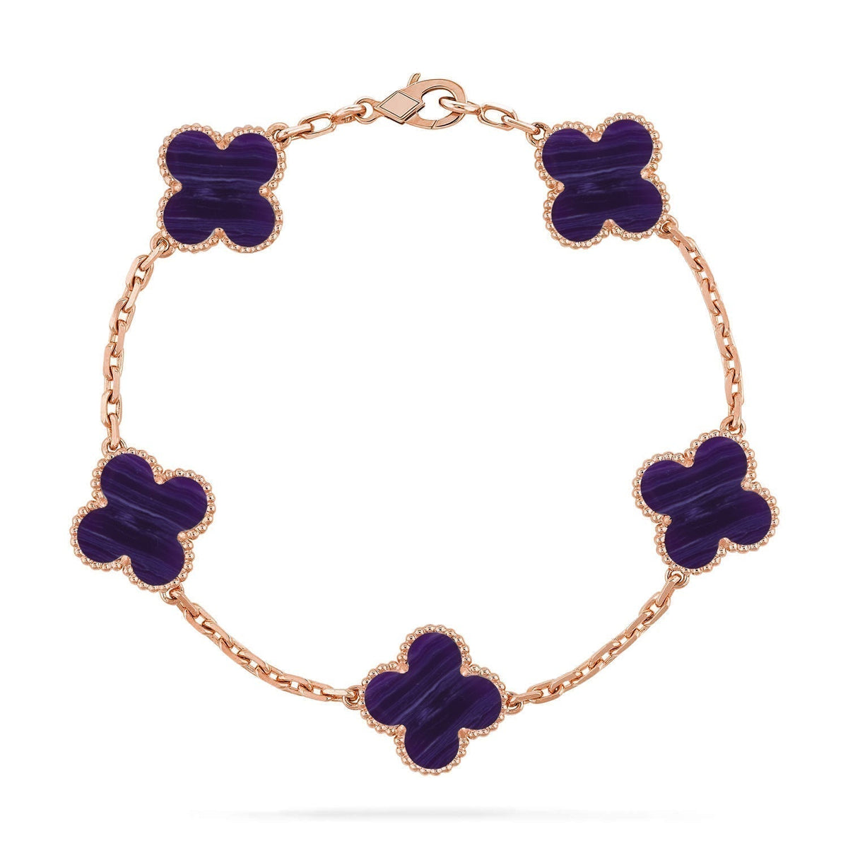 [⭐Aura]CLOVER 5 MOTIF PURPLE STRIPES BRACELET COLLECTION