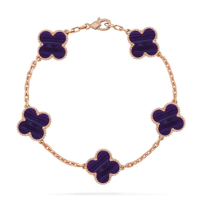 [⭐Aura]CLOVER 5 MOTIF PURPLE STRIPES BRACELET COLLECTION