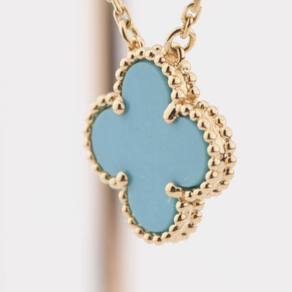 [⭐Aura]CLOVER 15MM VINTAGE TURQUOISE NECKLACE