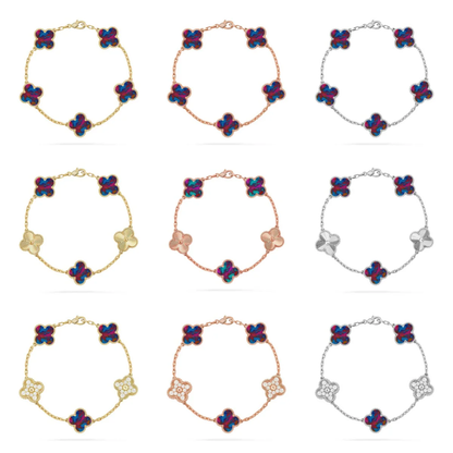 [⭐Aura]CLOVER 5 MOTIF COLOR GEMSTONES BRACELET COLLECTION
