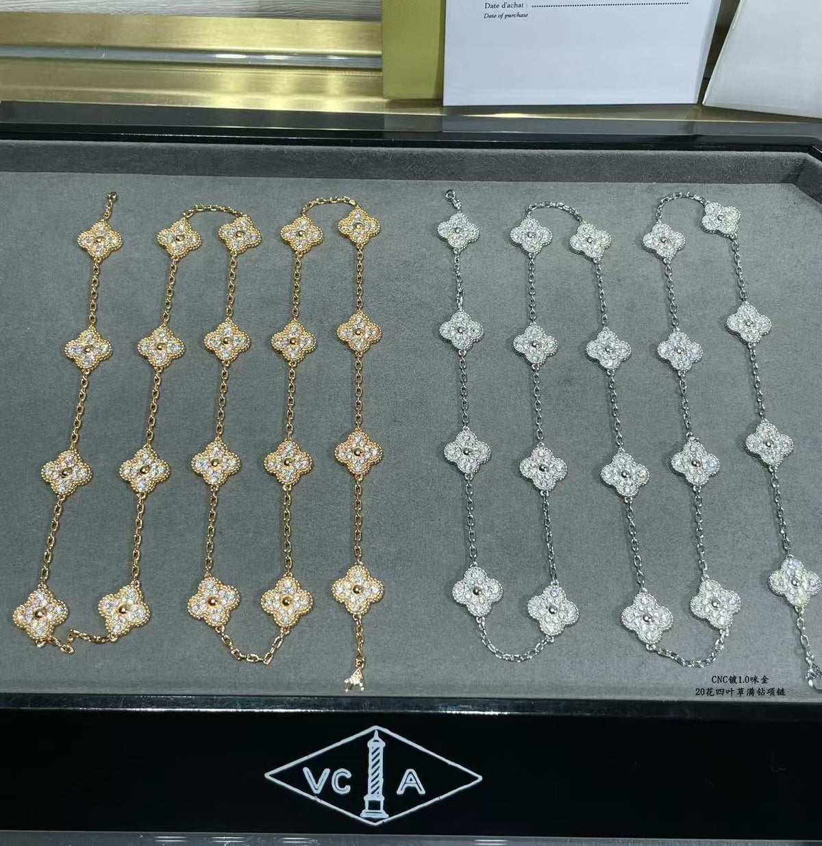 [⭐Aura]CLOVER 20 MOTIFS FULL-DIAMOND NECKLACE