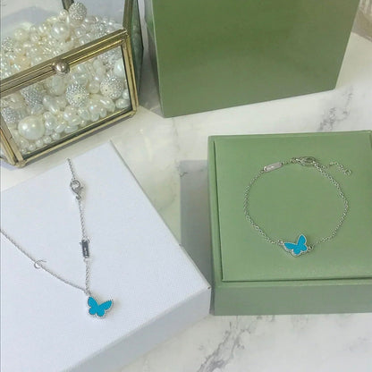 [⭐Aura]BUTTERFLY TURQUOISE BUTTERFLY BRACELET SILVER