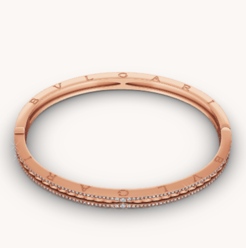[⭐Aura]ZERO 1 SPIRAL AND PAVED DIAMOND PINK GOLD BRACELET