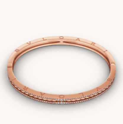 [⭐Aura]ZERO 1 SPIRAL AND PAVED DIAMOND PINK GOLD BRACELET