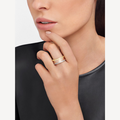 [⭐Aura]ZERO 1 THREE-BAND ROSE WHITE AND YELLOW RING