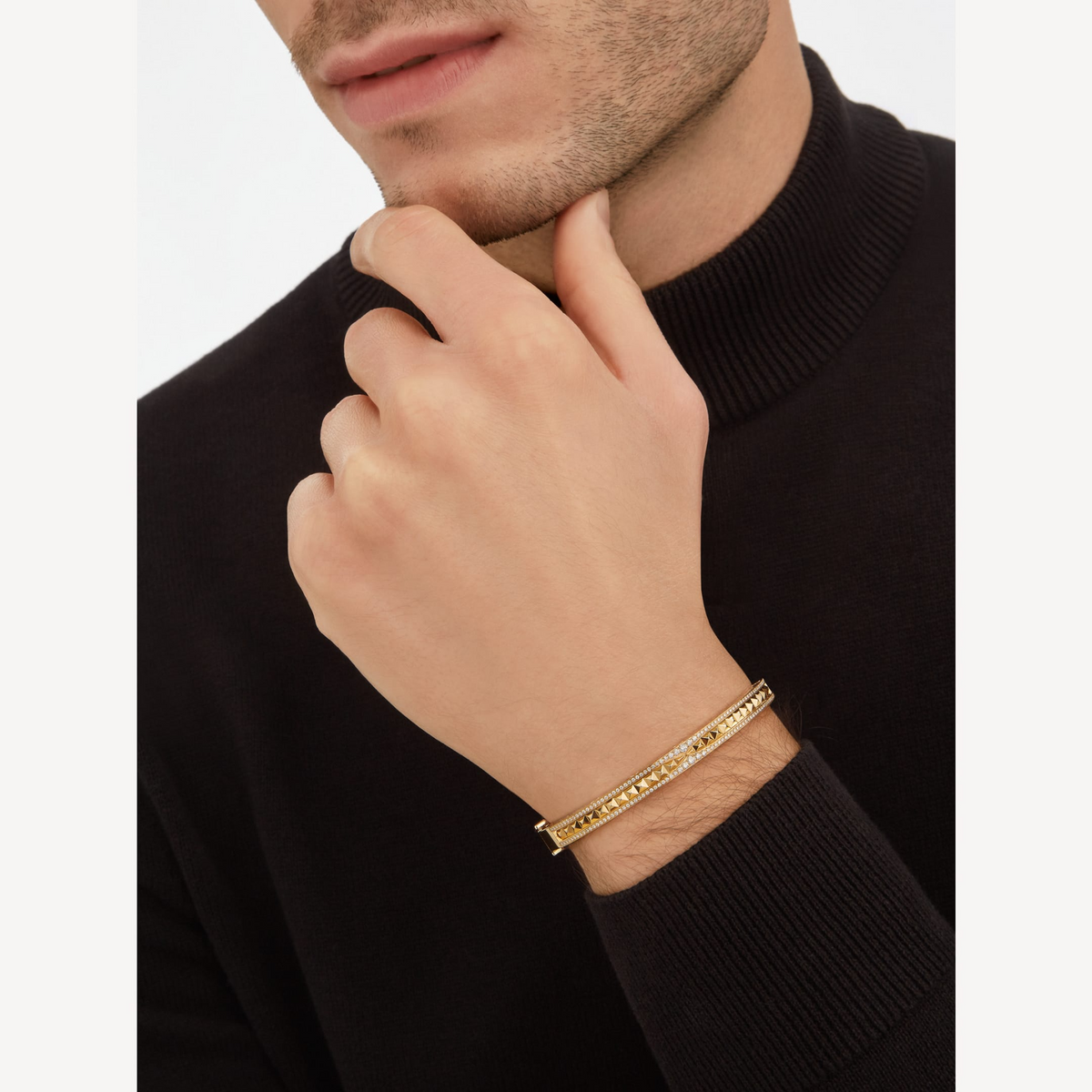 [⭐Aura]ZERO 1 SPIRAL AND PAVED DIAMOND GOLD BRACELET