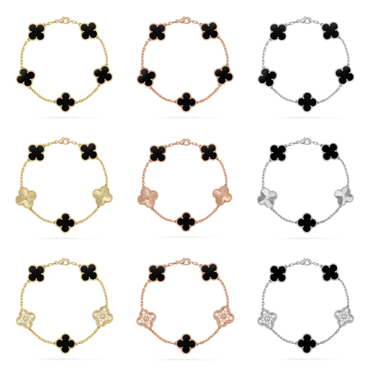 [⭐Aura] CLOVER 5 MOTIF ONYXS BRACELET COLLECTION