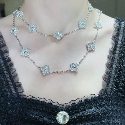 [⭐Aura]CLOVER 20 MOTIFS FULL-DIAMOND NECKLACE