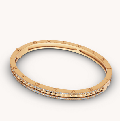 [⭐Aura]ZERO 1 SPIRAL AND PAVED DIAMOND GOLD BRACELET