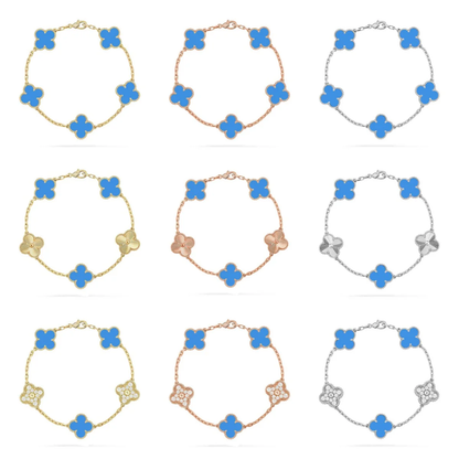 [⭐Aura] CLOVER 5 MOTIF BLUE AGATE BRACELET COLLECTION
