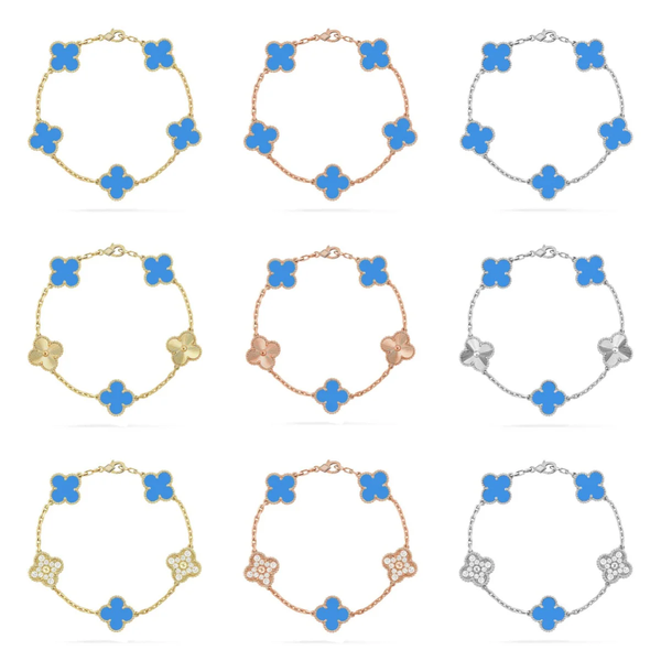 [⭐Aura] CLOVER 5 MOTIF BLUE AGATE BRACELET COLLECTION