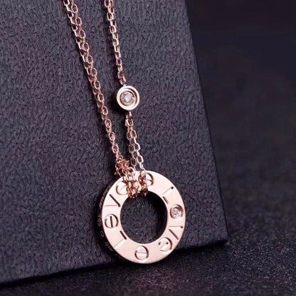 [⭐Aura]LOVE NECKLACE 16MM 2 DIAMONDS