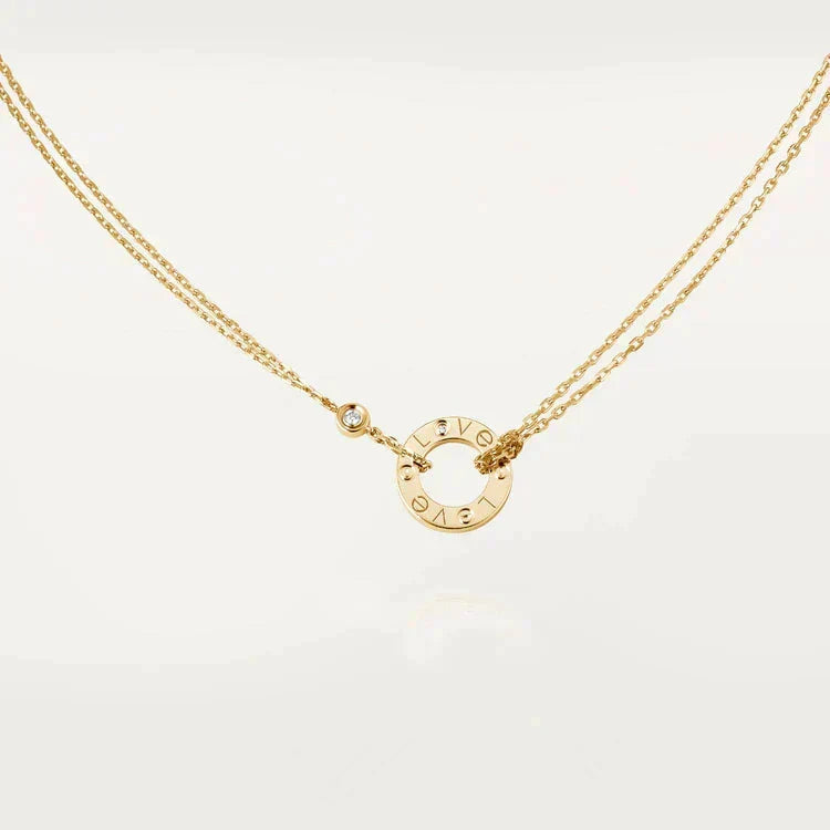 [⭐Aura]LOVE NECKLACE 16MM 2 DIAMONDS