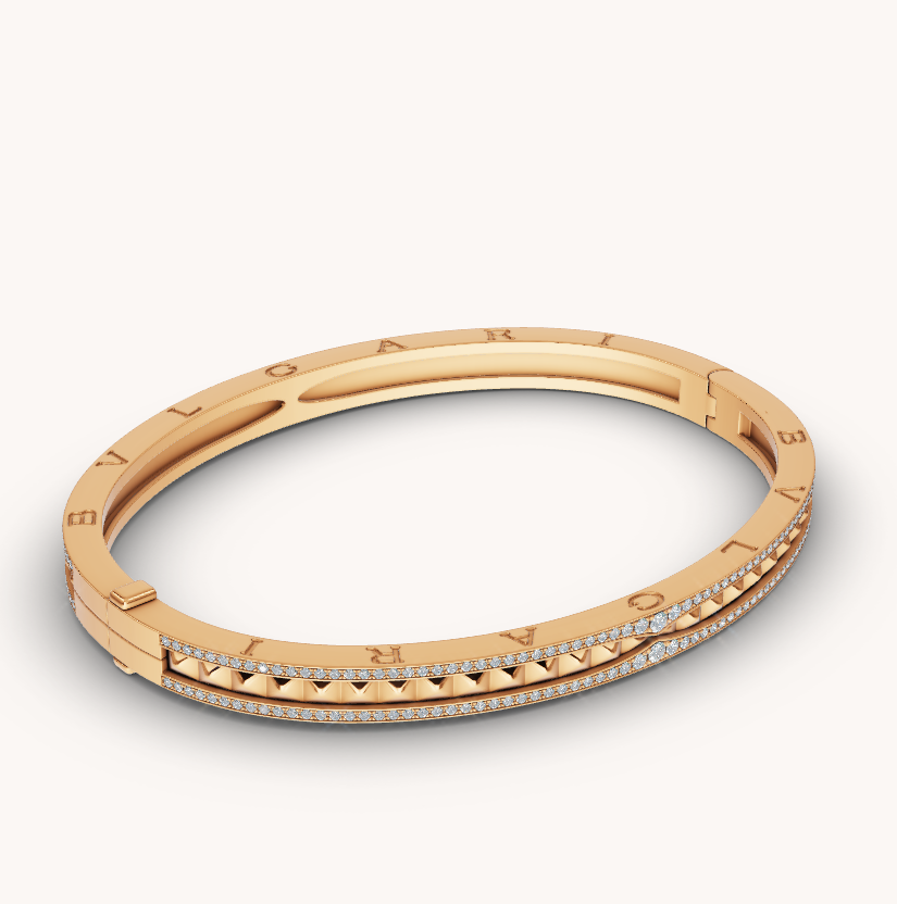 [⭐Aura]ZERO 1 SPIRAL AND PAVED DIAMOND GOLD BRACELET