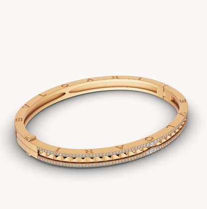 [⭐Aura]ZERO 1 SPIRAL AND PAVED DIAMOND GOLD BRACELET