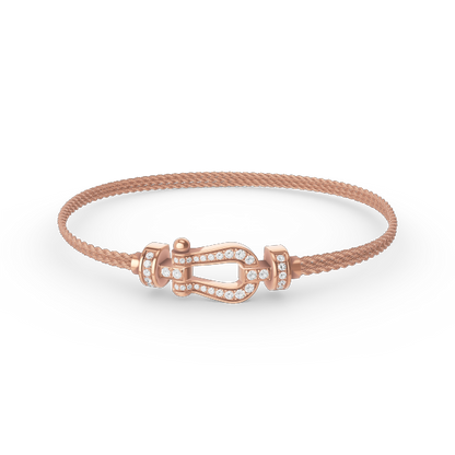 [⭐Aura]FORCE SMALL HORSESHOE  DIAMOND CHAIN ROPE BRACELET
