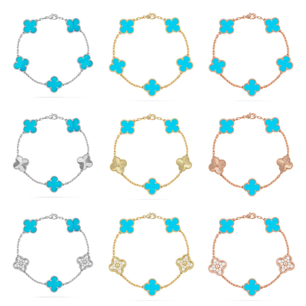 [⭐Aura] CLOVER 5 MOTIF TURQUOISE BRACELET COLLECTION
