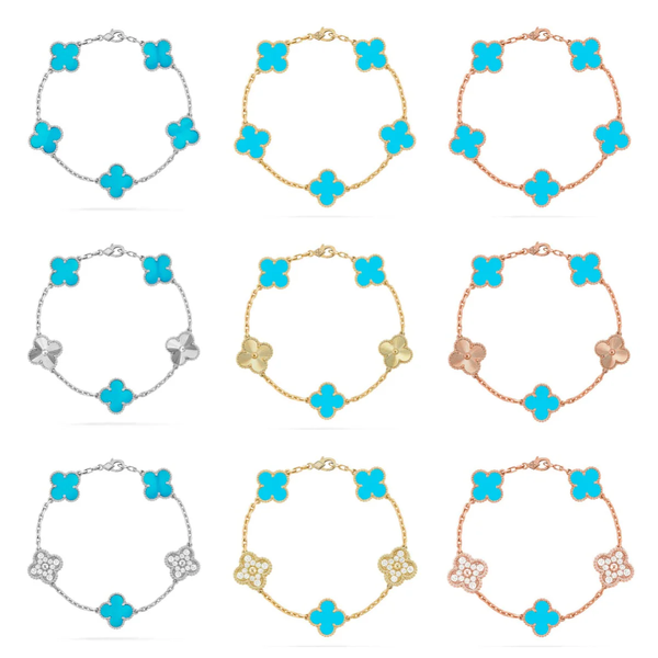[⭐Aura] CLOVER 5 MOTIF TURQUOISE BRACELET COLLECTION