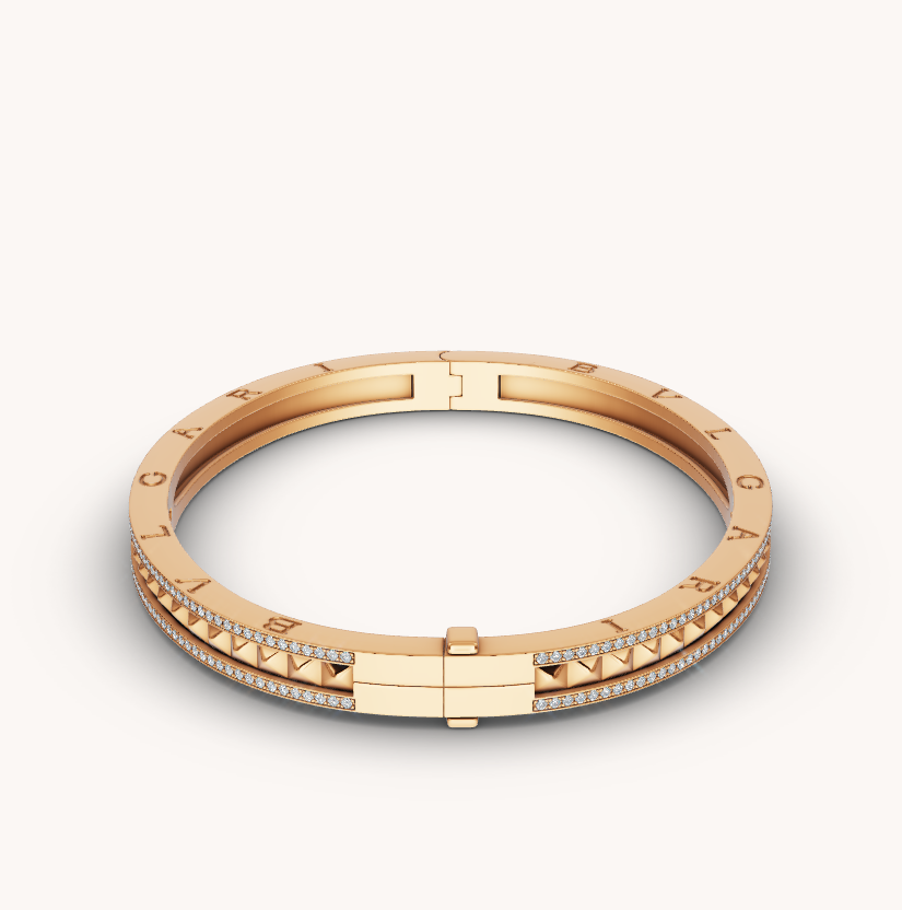 [⭐Aura]ZERO 1 SPIRAL AND PAVED DIAMOND GOLD BRACELET