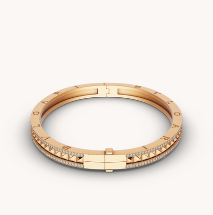 [⭐Aura]ZERO 1 SPIRAL AND PAVED DIAMOND GOLD BRACELET