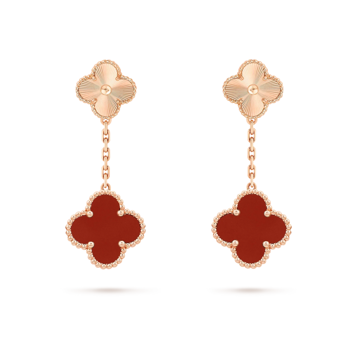 [⭐Aura]CLOVER 2 MOTIF  LASER CARNELIAN EARRINGS